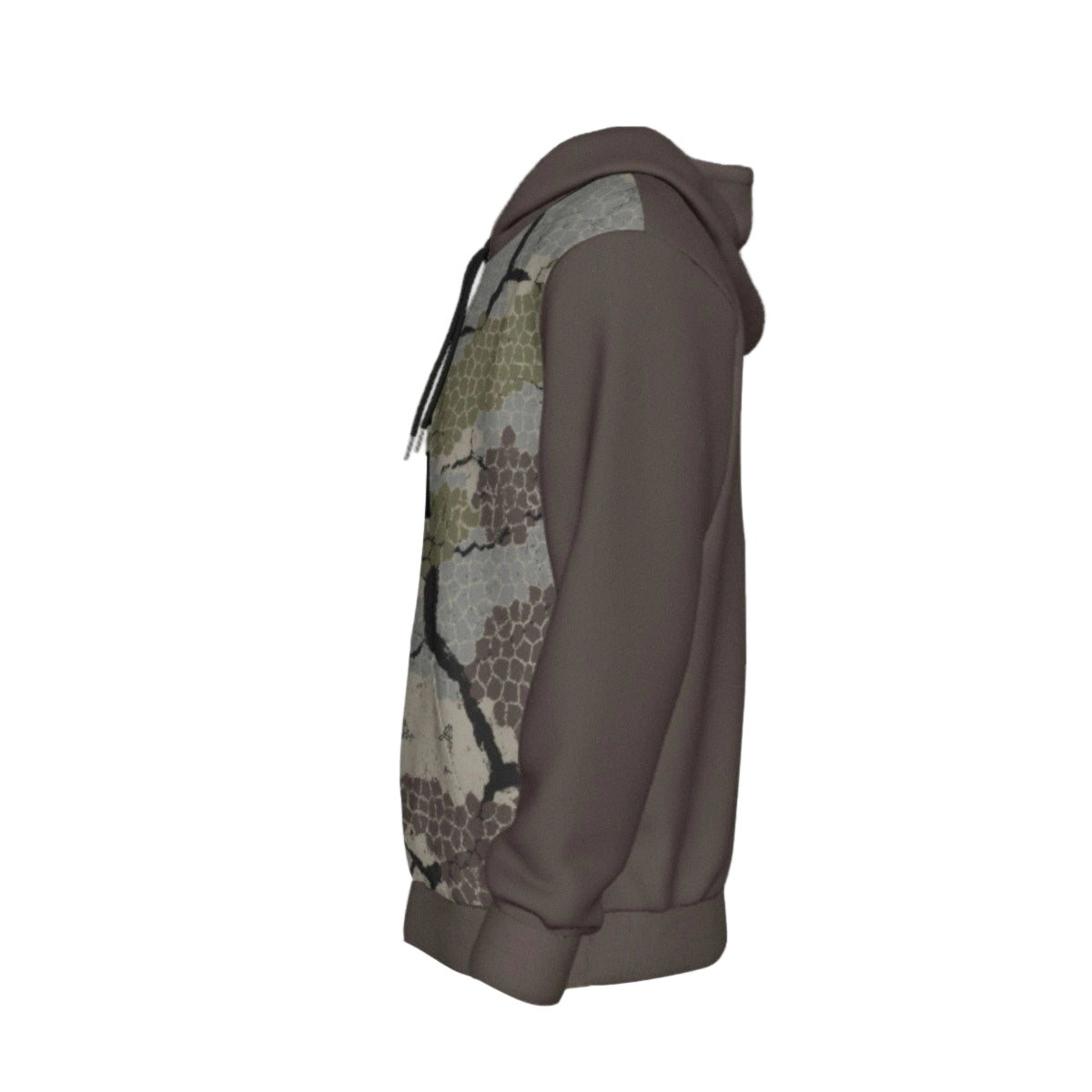 Hoodie with camouflage pattern on a white background